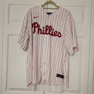 Nike Red and White Phillies Jersey